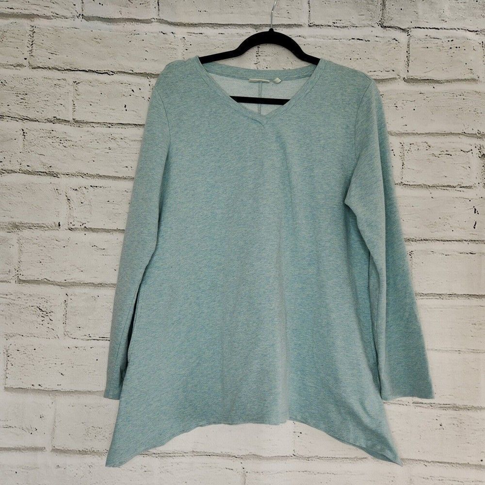LOGO Lounge by Lori Goldstein Comfy Seafoam Green Tunic Top Women Size M Pockets